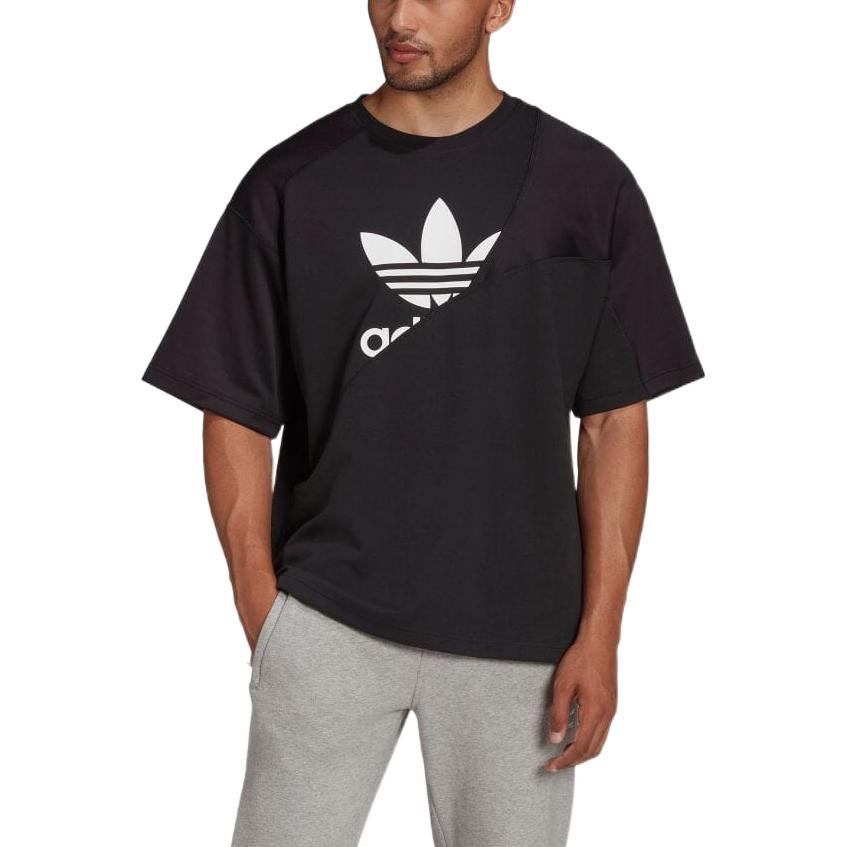 Men's adidas originals Round Neck Pullover Logo Printing Short Sleeve Japanese Version Black T-Shirt HG1438