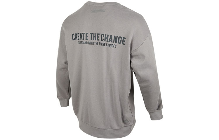 Men's adidas Alphabet Printing Pattern Round Neck Pullover Long Sleeves Light Grey HZ7020