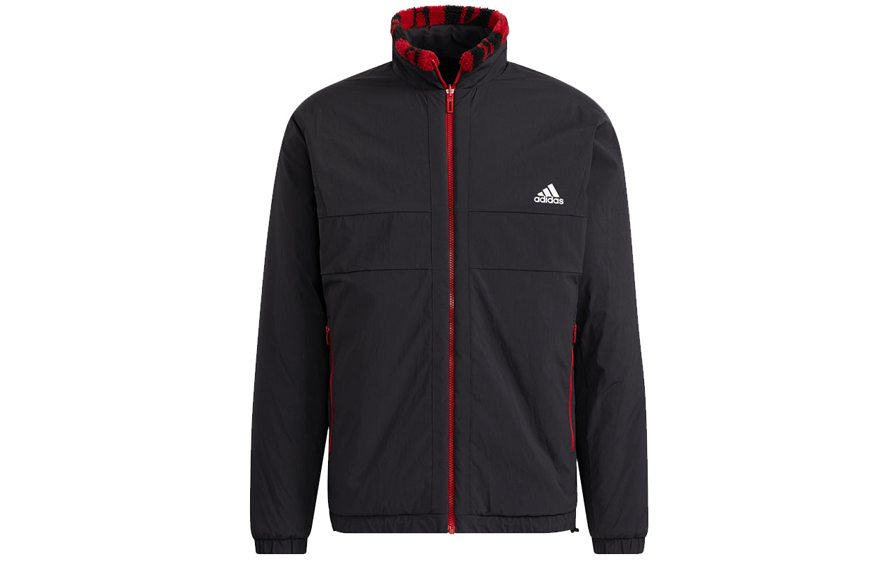 adidas St Aop Boa Jkt Reversible polar fleece Sports Stand Collar Jacket Deep Red H39241