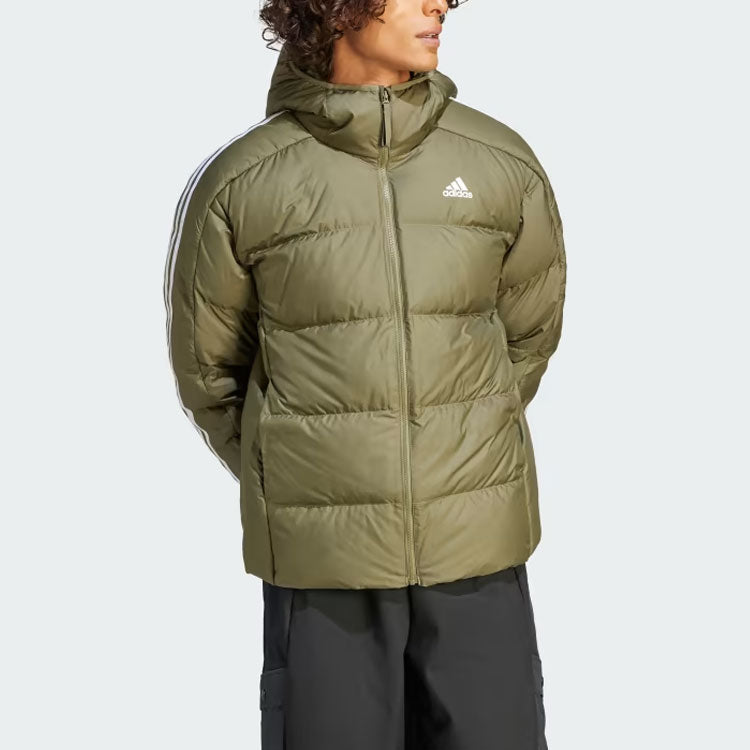 adidas Midweight Down Hooded Jacket 'Olive Green' IK3214