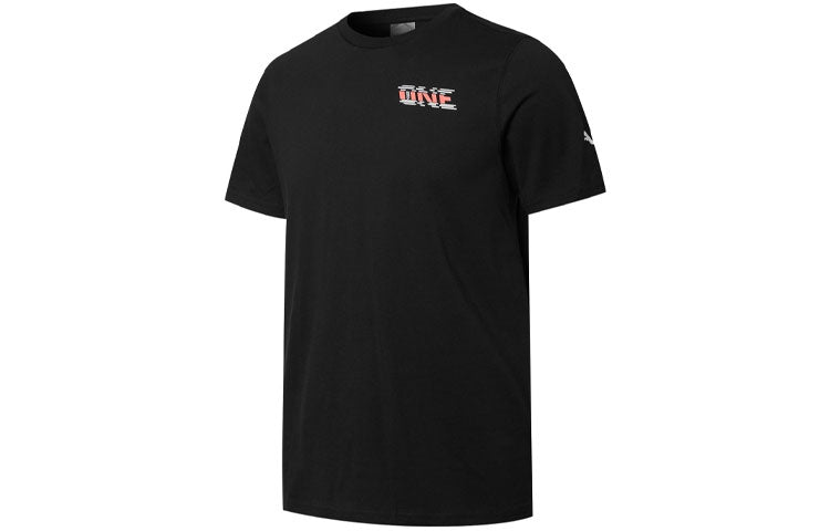 PUMA One of One Alphabet Printing Sports Round Neck Short Sleeve Couple Style Black 535110-01