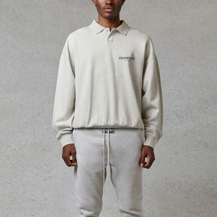 Fear of God Essentials FW20 Long Sleeve Polo Shirt 'Oatmeal' FOG-FW20-347