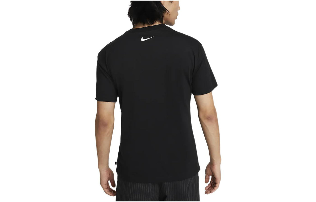 Nike SB Skateboard Cartoon landscape Pattern Skateboard Round Neck Short Sleeve Black DR7766-010