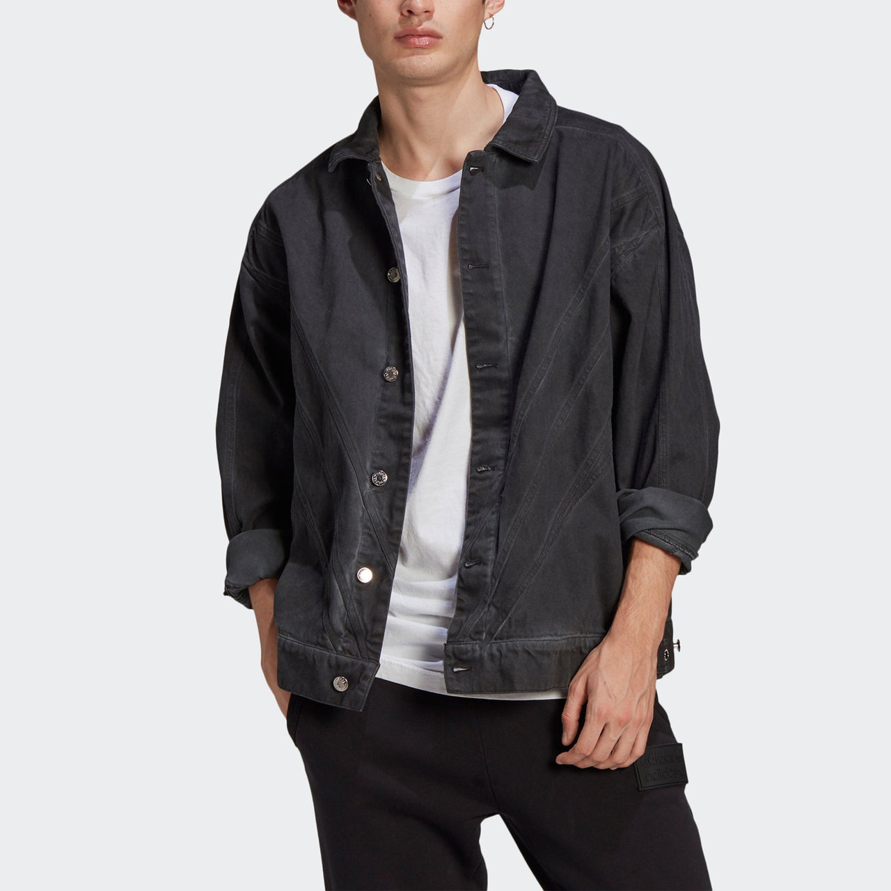 adidas originals Fshn Denim Jkt Casual Sports lapel Jacket Black GN3292