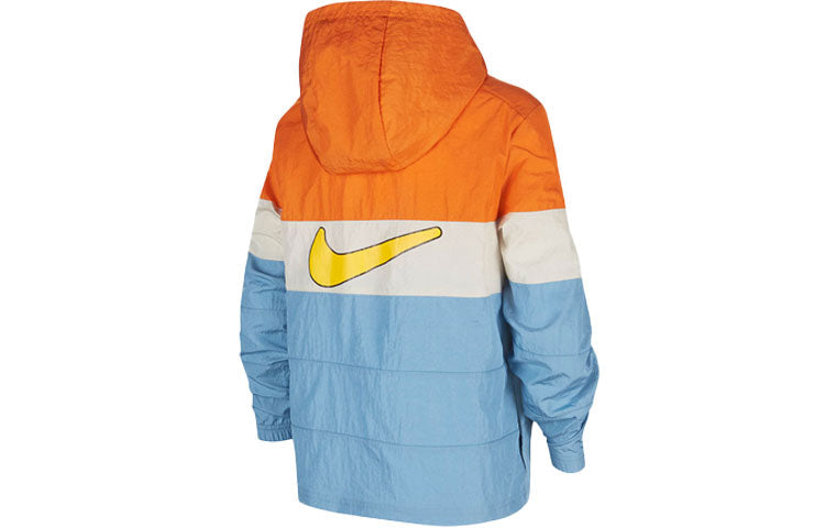 (GS) Nike Kids Athleisure Casual Sports Colorblock Pullover Jacket Boy Orange DO7144-847