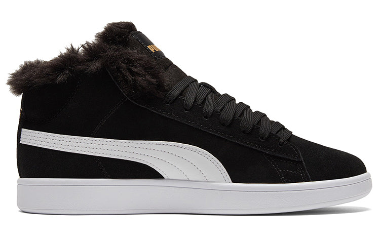 (WMNS) PUMA Smash V2 Plus Fleece Mid-Top Sneakers Black 385005-01
