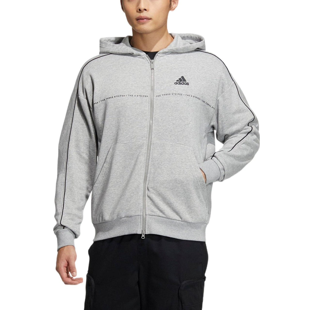 adidas 3-stripes hoodie 'Grey' IA9437