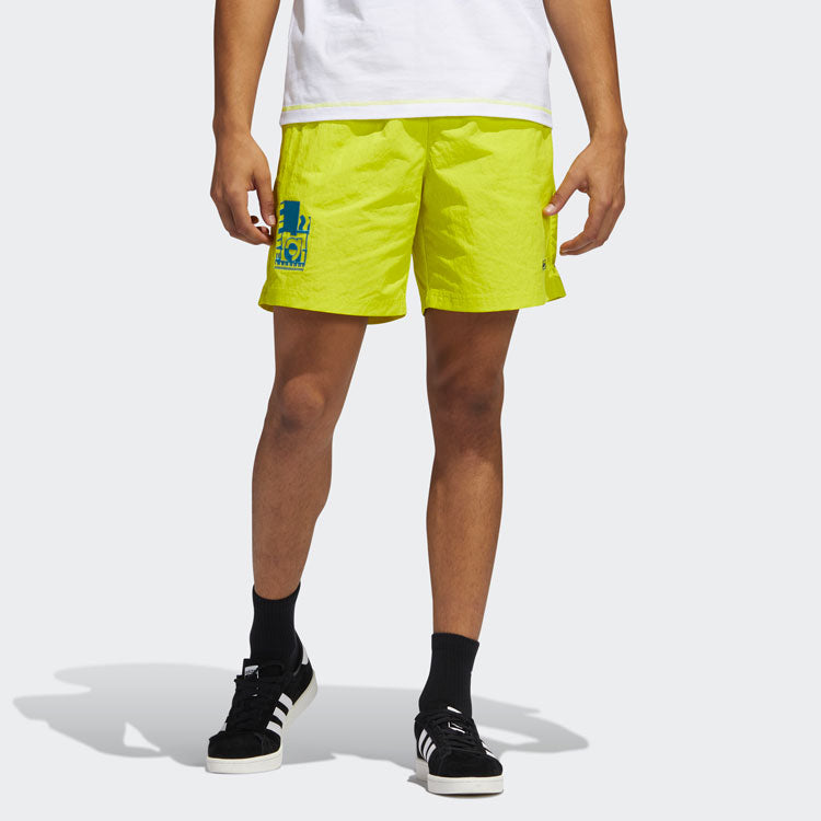 adidas originals Emb Woven Short Embroidered Casual Sports Shorts Yellow Green GN3857