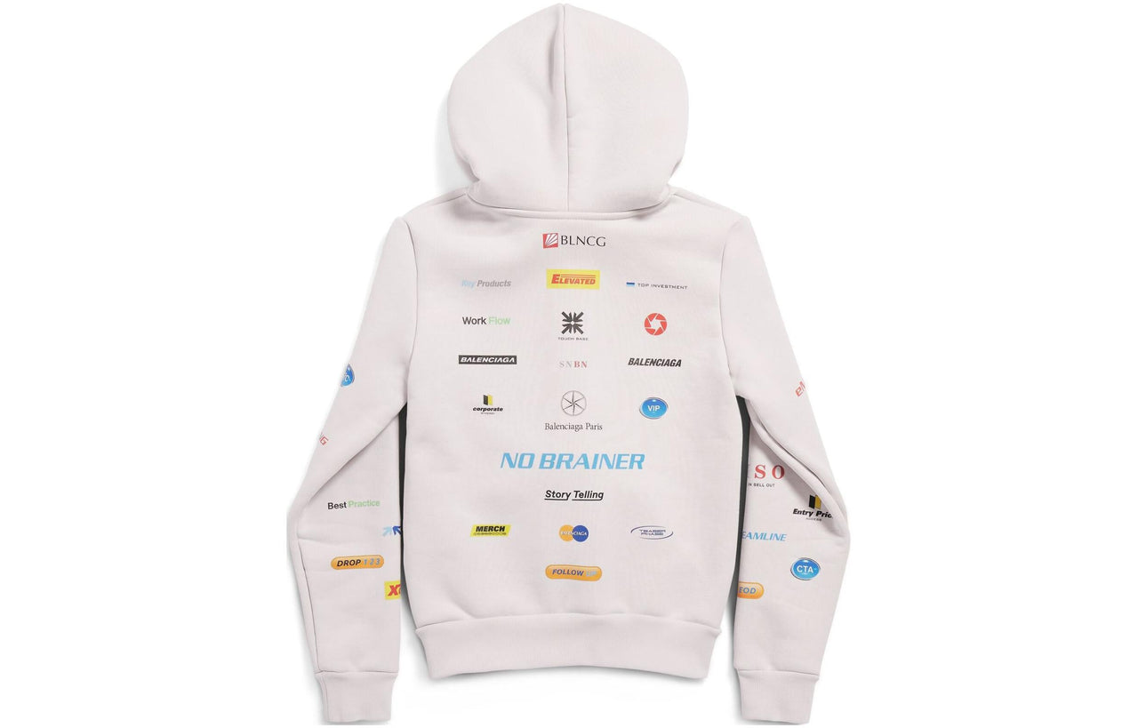 Balenciaga Business English Zip-up Hoodie 'Off White' 788243TQVH69016