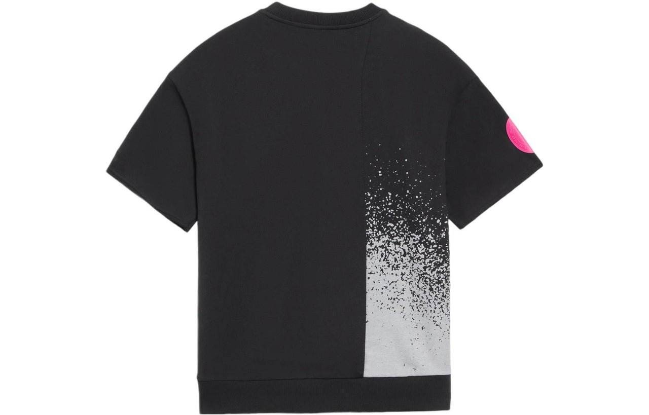 Li-Ning Pattern Printing Loose Round Neck Short Sleeve 'Black' AAES011-2
