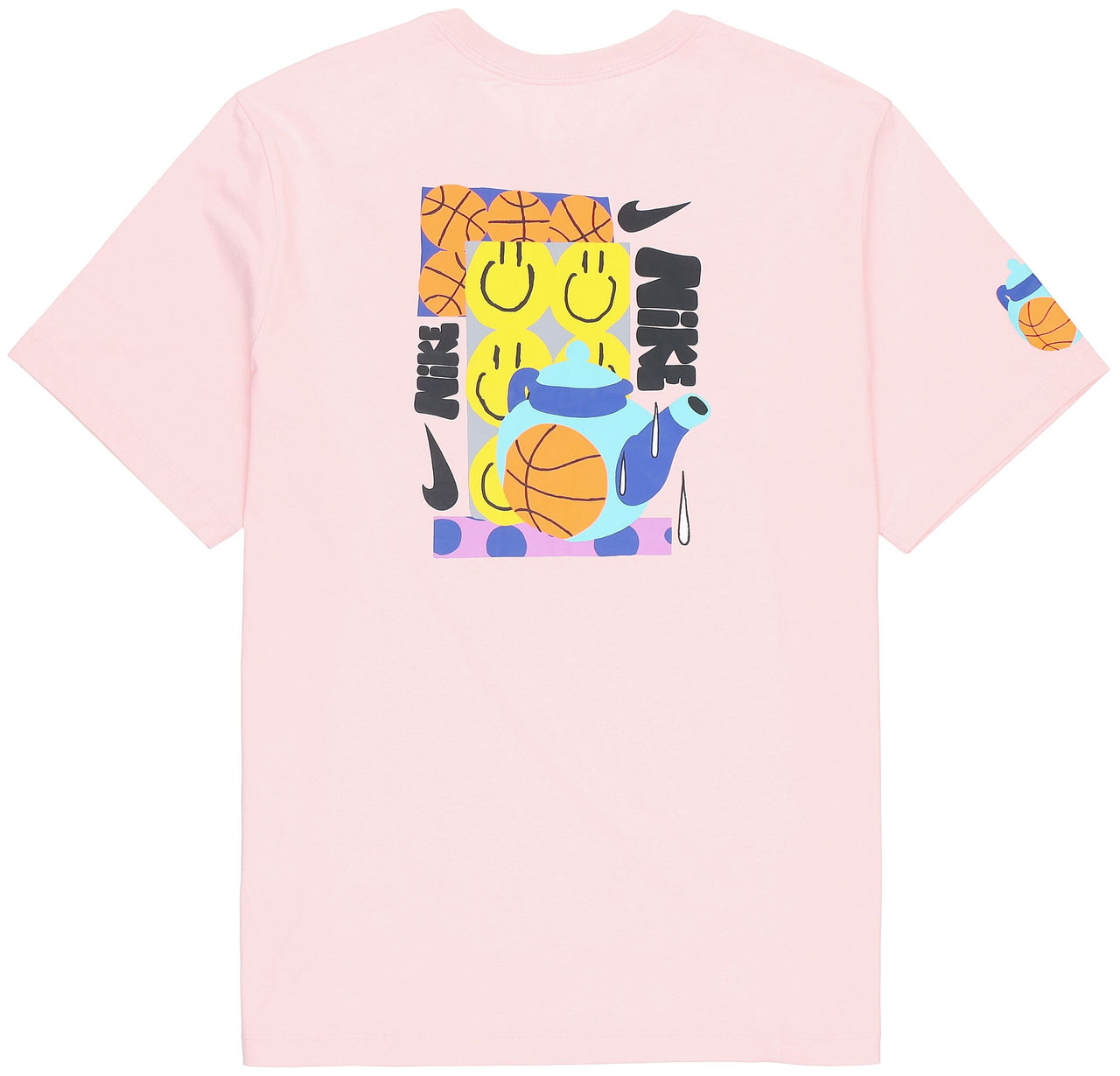 Men's Nike Smiling Face Printing Athleisure Casual Sports Round Neck Short Sleeve Pink Red T-Shirt DQ1886-610