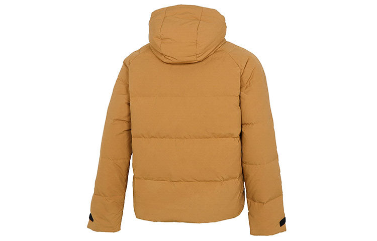 Men's adidas Big Baffle Jkt Casual Sports Zipper Cardigan Hooded Down Jacket Turmeric GQ2506