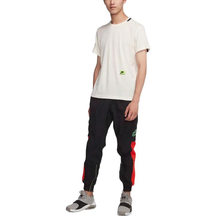 Men's Nike Solid Color Waist Brand Logo Label Round Neck Short Sleeve White T-Shirt BV3306-110