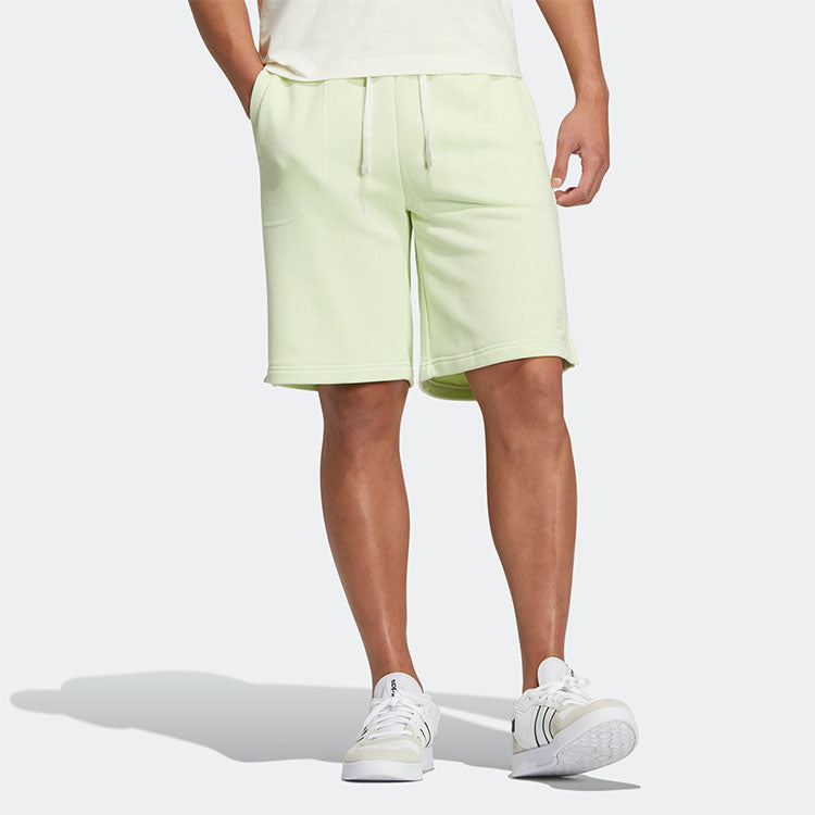 adidas neo Solid Color Lacing Casual Straight Shorts Unisex light green HS6823