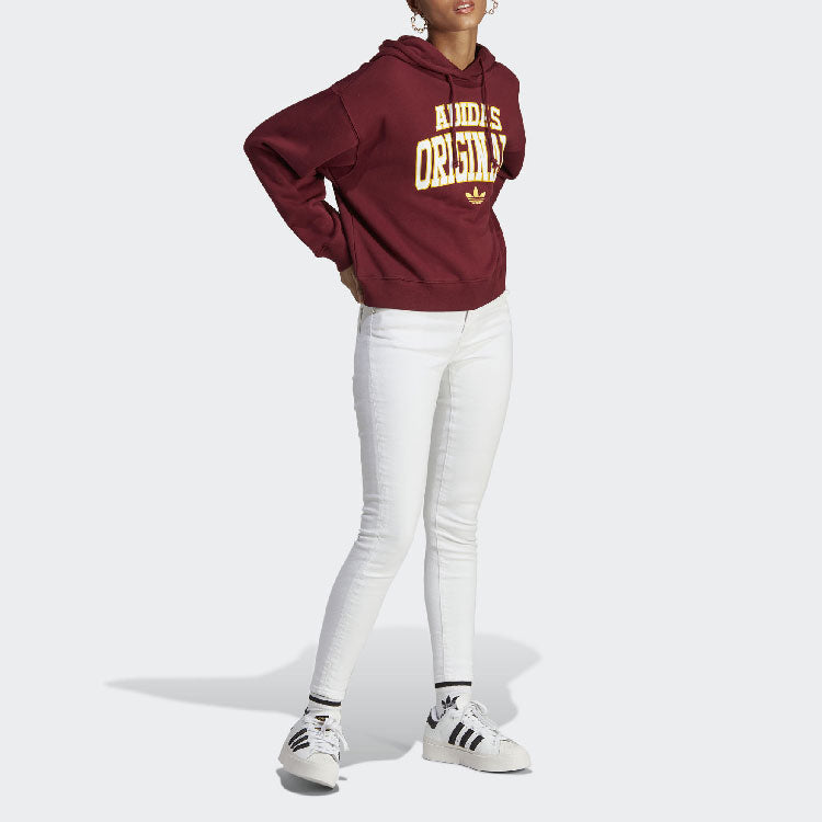 (WMNS) adidas Logo Hoodie 'Shadow Red' IC5990