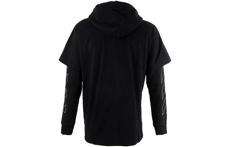 Off-White Stripe Logo Printing Sleeve Loose Fit Black OMBB051F20FLE0011001