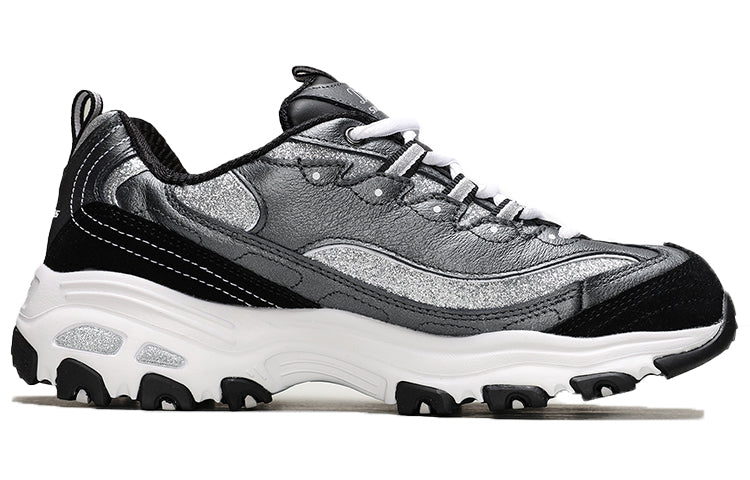 (WMNS) Skechers D'Lites 1.0 Low-Top Running Shoes Black/Silver 13155-BKSL