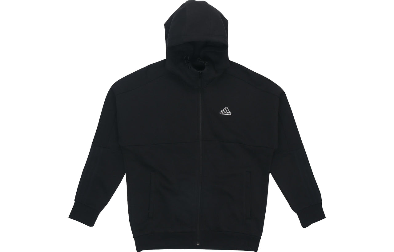 adidas Splicing hooded Zipper Jacket Black HG1835