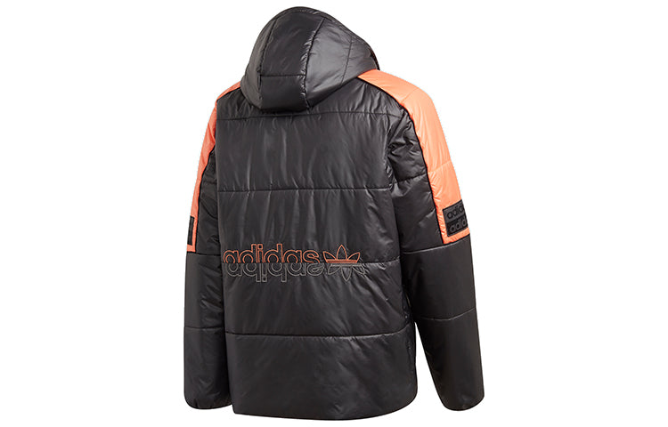 adidas originals R.y.v. Padded Stay Warm Colorblock Sports mid-length Hooded Padded Jacket Black GC8687