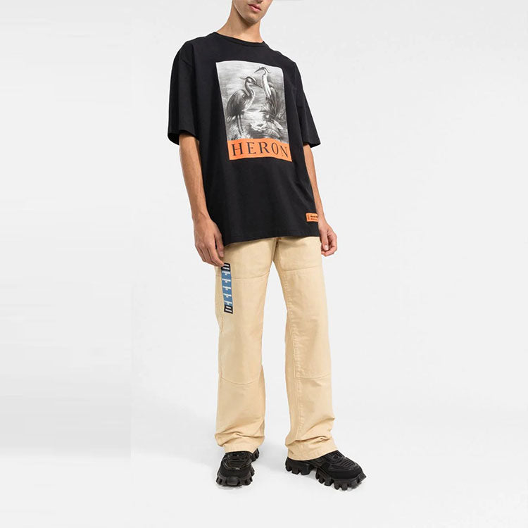 HERON PRESTON SS22 Heron Logo T-shirt 'Black' HMAA026C99JER00110011001