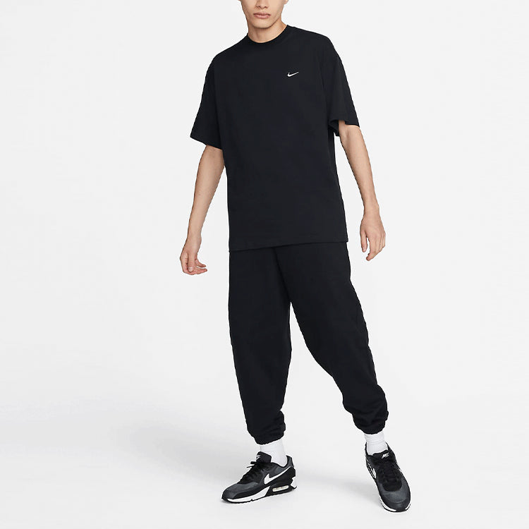 Nike Solo Swoosh Mens T-Shirt Printing Logo Solid Color Round Neck Short Sleeve Black CV0559-010