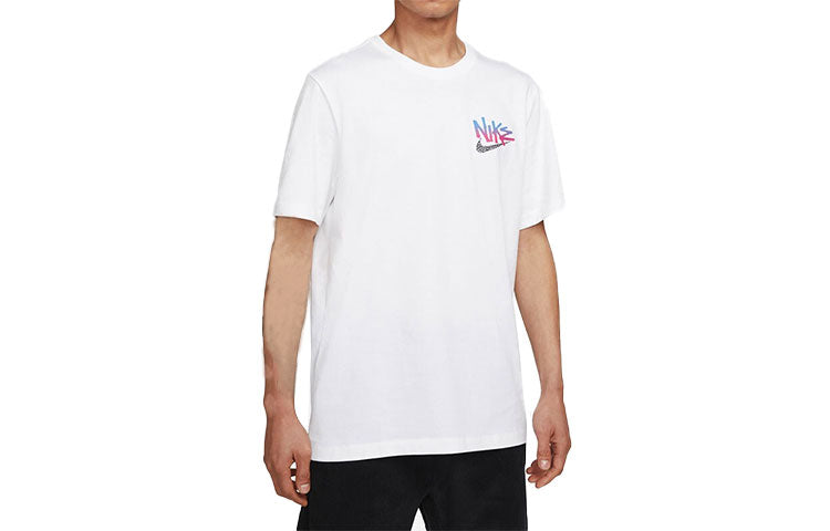 Nike Sportswear Back Logo Alphabet Abstract Pattern Round Neck Short Sleeve White DQ1408-100