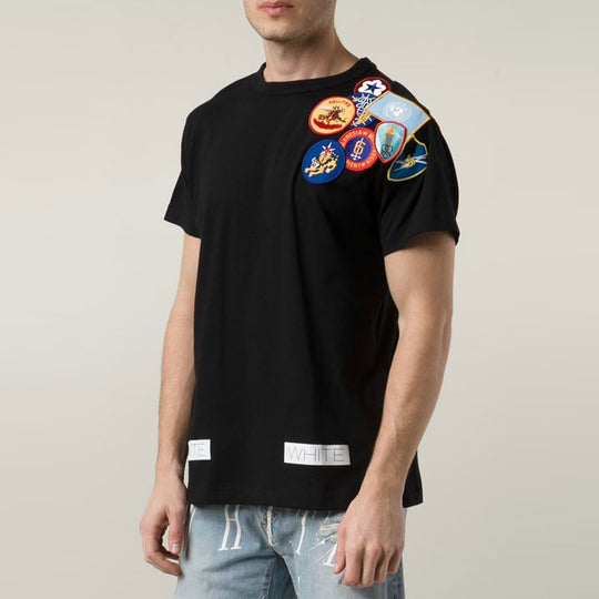 Off-White Embroidered Printing Short Sleeve Black CM10082405