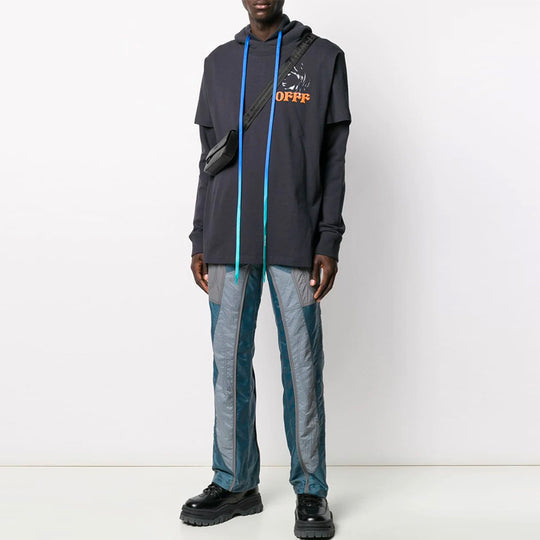 Off-White Splicing Straight Casual Long Pants Version Blue OMKF007S20I020350801