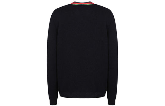 Gucci Wool Web V-Neck Sweater 'Blue' 576802-XKAUK-4548