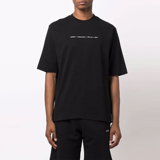 Off-White FW21 Logo Round Neck Short Sleeve Slim Fit Version Black OMAA119F21JER0231084