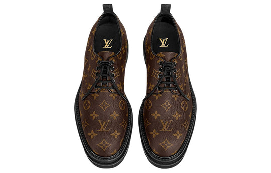 LOUIS VUITTON Black Ice Derby Shoes 'Black Brown Monogram' 1A8FUZ