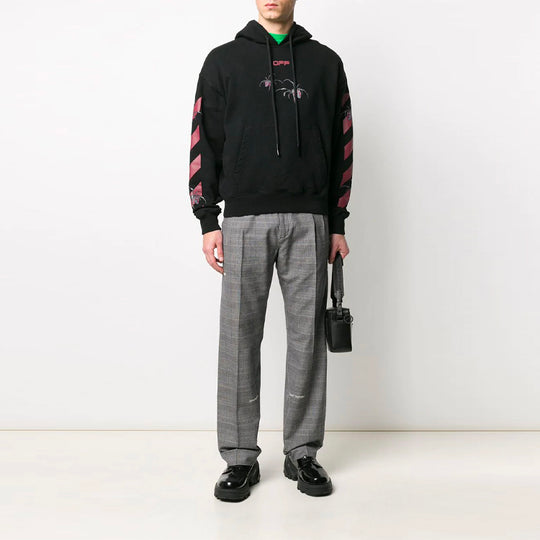 Off-White SS20 Spider Arrow Printing Hooded Fleece Men Black OMBB037S20E300011024