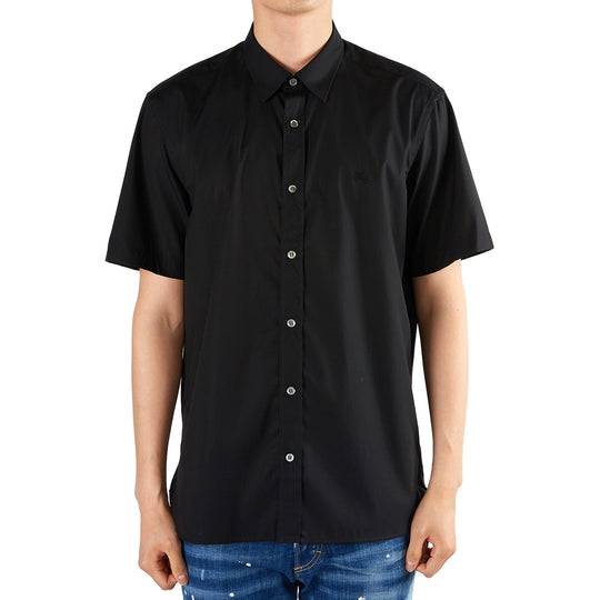 Burberry SS21 Knight Embroidered Short Sleeve Shirt For Men Black 80030791