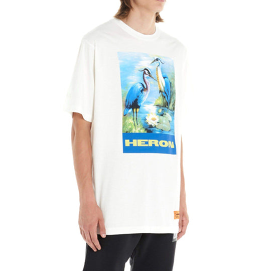 HERON PRESTON Blue Painting Short Sleeve White HMAA001F197600010288