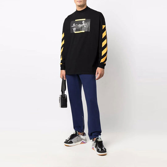 Men's Off-White Caravaggio Painting Pattern Stripe Long Sleeves Loose Fit Black OMAB032F21JER0061084