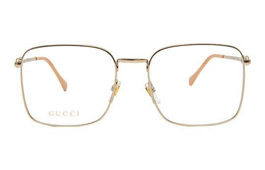 Gucci Metallic Horsebit Retro Minimalistic Frame Pink Lens Gold Color Square Unisex GG0951O-001