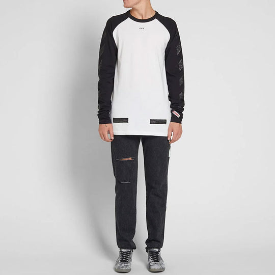 Off-White SS19 raglan sleeve Colorblock Arrow Long Sleeves Ordinary Version White OMAB008F171850301010