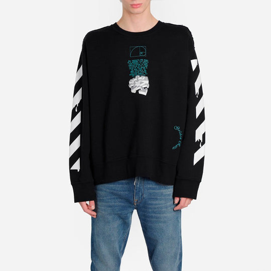 Men's Off-White C/O Virgil Abloh Slogan Arrow Printing Round Neck Black OMBA037R20E300051001