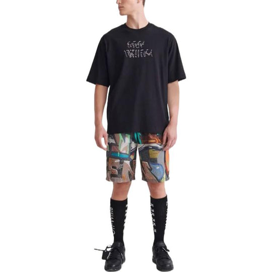 Men's Off-White SS22 Arrow Pattern Printing Round Neck Pullover Short Sleeve Loose Fit Black T-Shirt OMAA119S22JER0081001