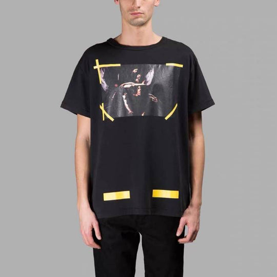 Off-White Virgil Abloh Printing Short Sleeve Version Black OMAA002G20JER0031099