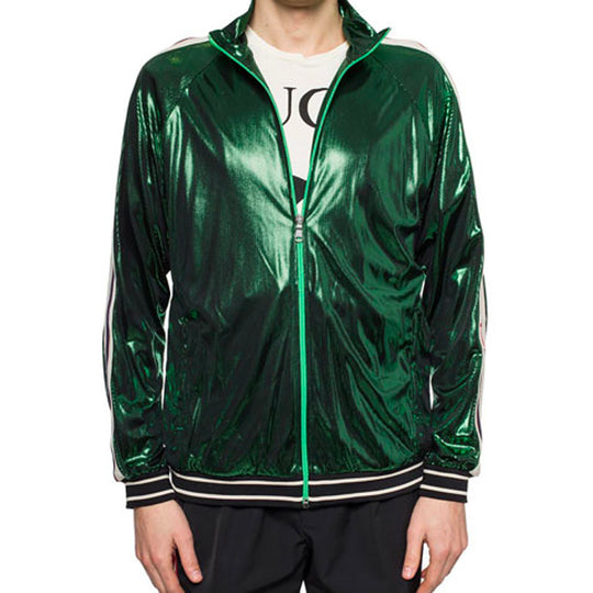 Gucci Ifized Glossy Logo Striped Loose Zip Jacket For Men Green 545652-XJACR-3120