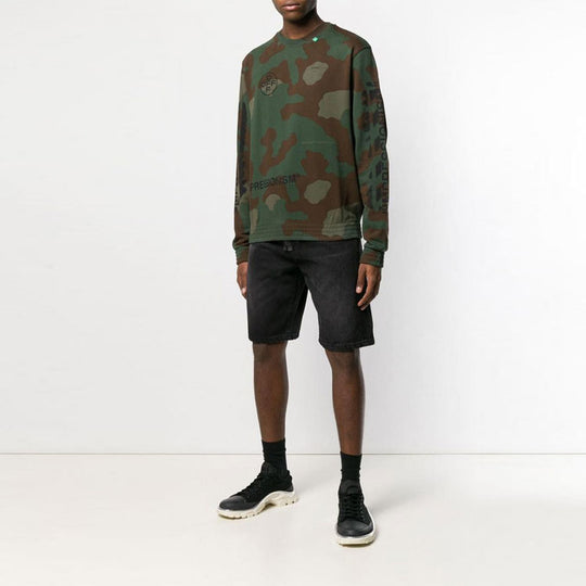 Off-White SS19 Camouflage Diag Stencil Crewneck Sweater OMBA025R190030169910