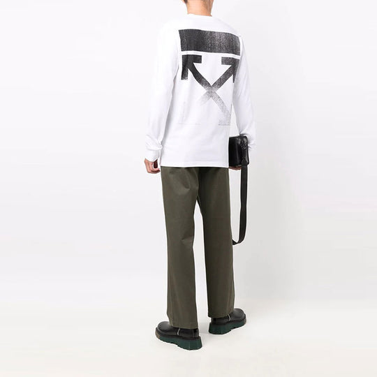 Off-White FW21 Logo Arrow Pattern Round Neck Pullover Ordinary Version White OMAB001F21JER0010110