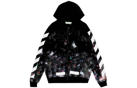 Off-White Graffiti Arrow Printing Zipper hooded Long Sleeves Ordinary Version Black OMBB003G20JER0019901