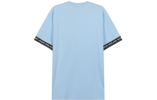 Men's Burberry FW20 Logo Cotton Loose Version Round Neck Short Sleeve Light Blue 80294491