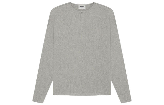 Fear of God Essentials SS21 Thermal Henley Long Sleeve Dark Heather Oatmeal FOG-SS21-620