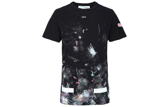 Off-White Splash Ink Short Sleeve Loose Unisex Black OMAA002F176200179901