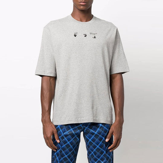 Off-White FW21 Arrow Logo Printing Round Neck Short Sleeve Ordinary Version Gray OMAA119F21JER0220810