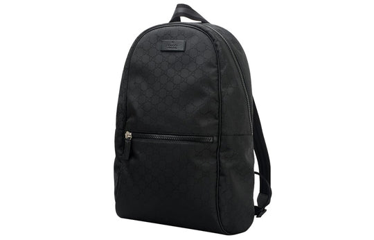 Men's Gucci Logo Leather Logo Nylon Large Capacity schoolbag Backpack Black 449181-G1XYN-8615