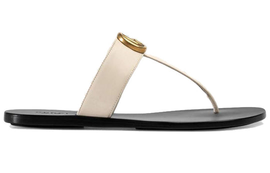 (WMNS) Gucci Thong Sandal With Double G 'White Leather' 497444-A3N00-9022